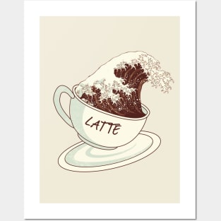 Dramabite The Great Wave of Cafe Latte Coffee Posters and Art